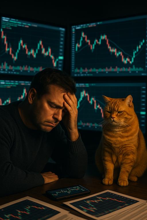 Overwhelmed Retail Trader and Fat Cat Watching